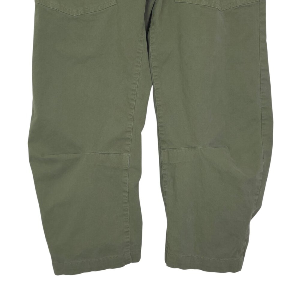 Nili Lotan Shon Pant Camo Green Twill Cotton Barrel Leg Cropped Hemmed Size 0 - Picture 6 of 10